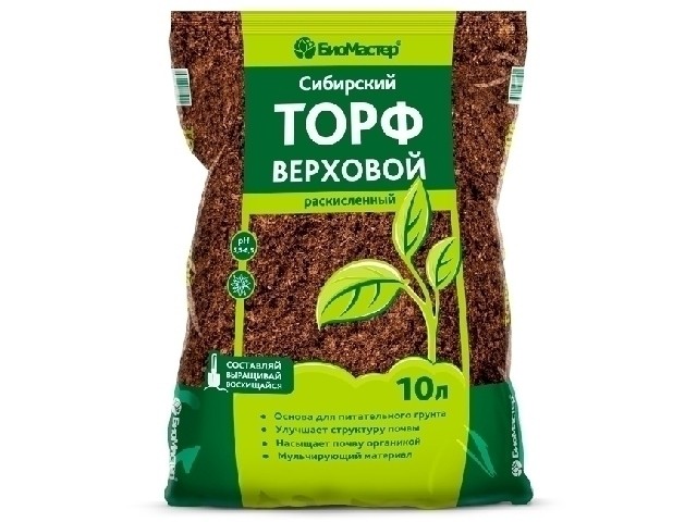 Торф верховой раскисленный Сибирский 10 л. БиоМастер